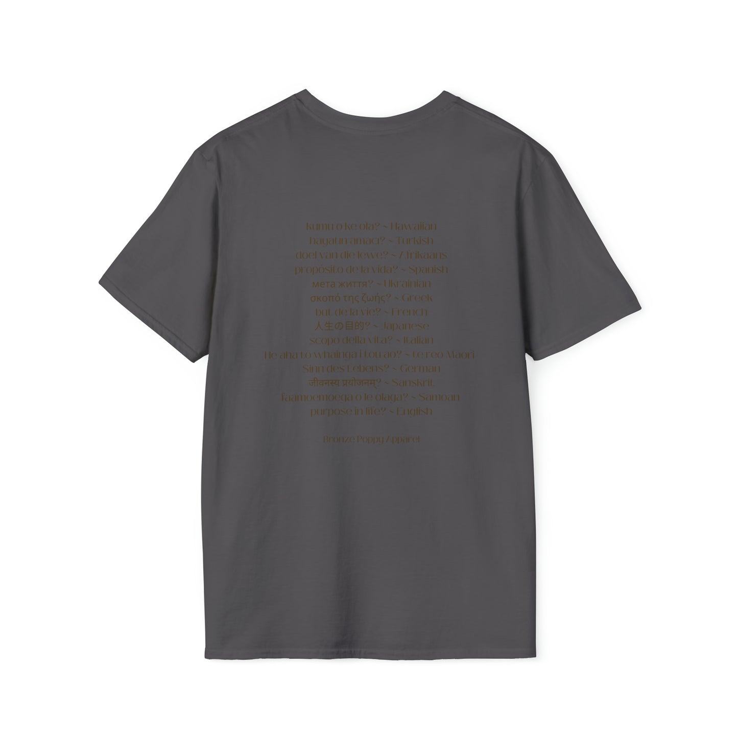 What is your.....Purpose in life? (in 14 languages) ~ Unisex Soft style T-Shirt